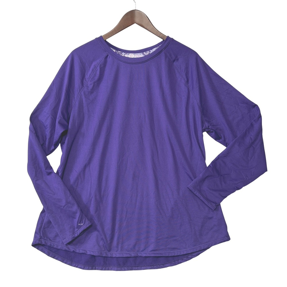 Cuddl Duds Womens Purple Fleece Lined Long Sleeve Top XXL Active Comfort